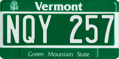 VT license plate NQY257