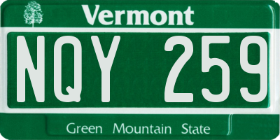 VT license plate NQY259