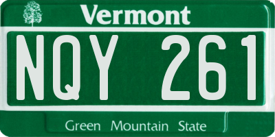 VT license plate NQY261