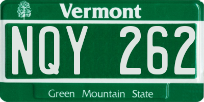 VT license plate NQY262