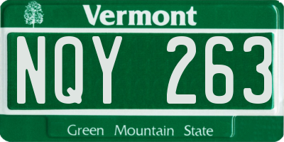 VT license plate NQY263
