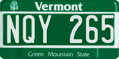 VT license plate NQY265