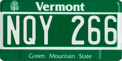 VT license plate NQY266