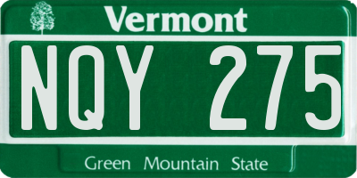VT license plate NQY275