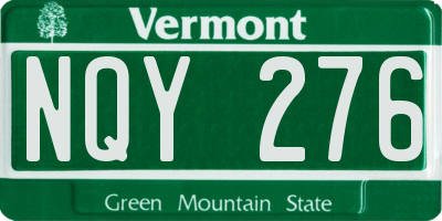 VT license plate NQY276