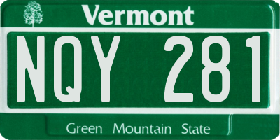 VT license plate NQY281