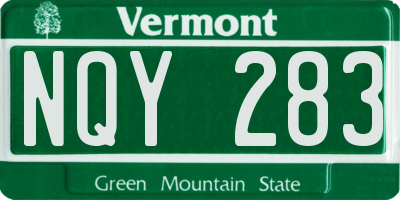 VT license plate NQY283