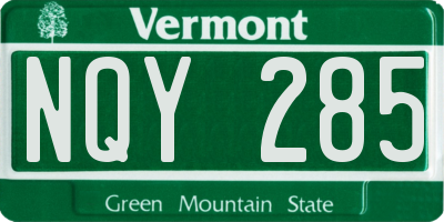 VT license plate NQY285