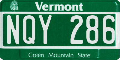 VT license plate NQY286