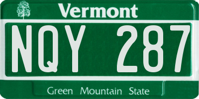 VT license plate NQY287