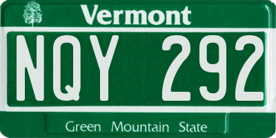 VT license plate NQY292