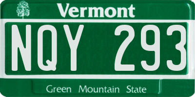 VT license plate NQY293