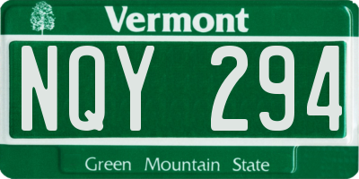 VT license plate NQY294