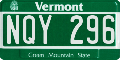 VT license plate NQY296