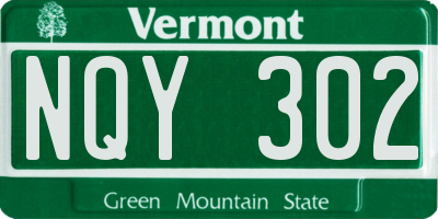 VT license plate NQY302