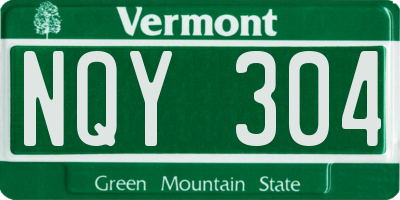 VT license plate NQY304