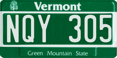 VT license plate NQY305