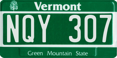 VT license plate NQY307