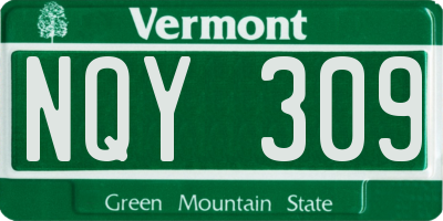 VT license plate NQY309