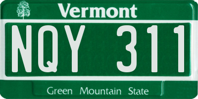 VT license plate NQY311