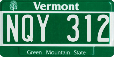 VT license plate NQY312