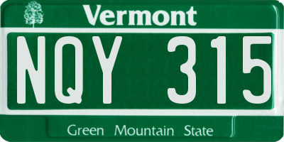 VT license plate NQY315