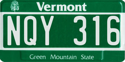 VT license plate NQY316