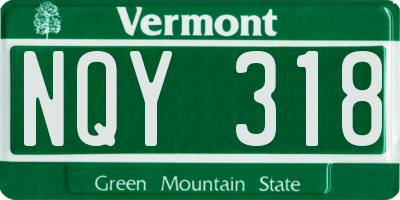 VT license plate NQY318