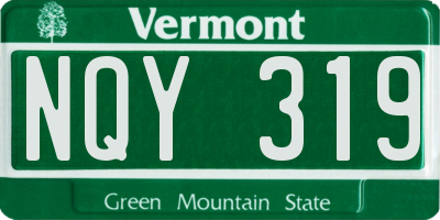 VT license plate NQY319