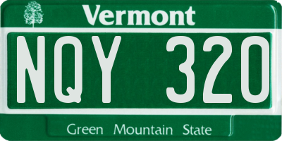 VT license plate NQY320