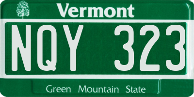 VT license plate NQY323