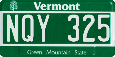 VT license plate NQY325