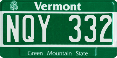 VT license plate NQY332