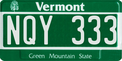 VT license plate NQY333