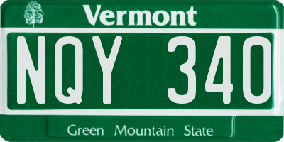 VT license plate NQY340