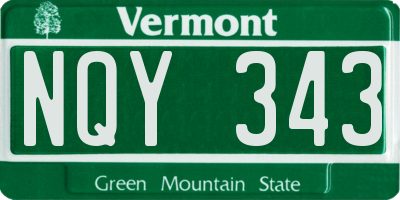 VT license plate NQY343
