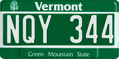 VT license plate NQY344
