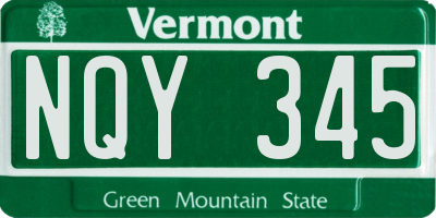 VT license plate NQY345