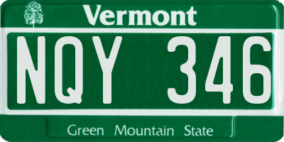VT license plate NQY346
