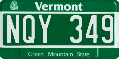 VT license plate NQY349