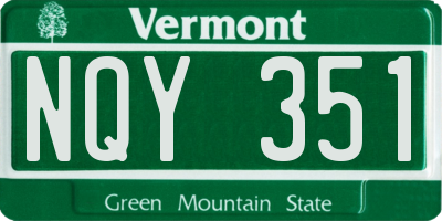 VT license plate NQY351