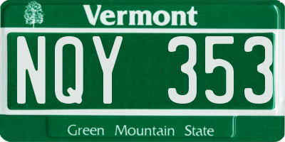VT license plate NQY353