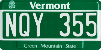 VT license plate NQY355