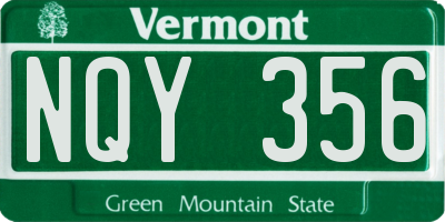VT license plate NQY356
