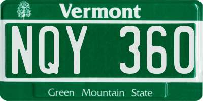 VT license plate NQY360
