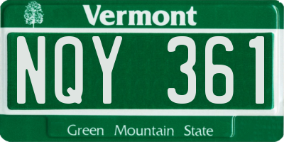 VT license plate NQY361
