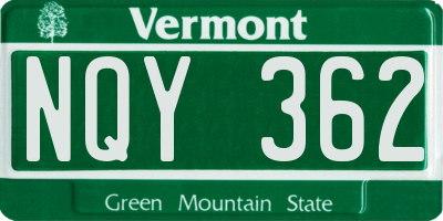 VT license plate NQY362