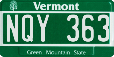 VT license plate NQY363