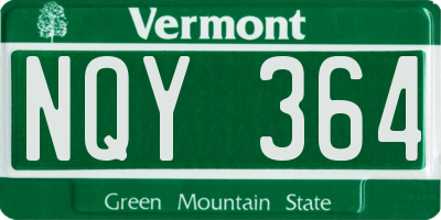 VT license plate NQY364