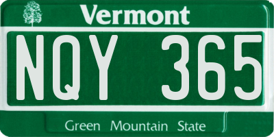 VT license plate NQY365